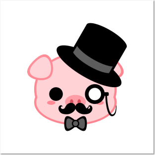 Cute Gentleman Pig Posters and Art